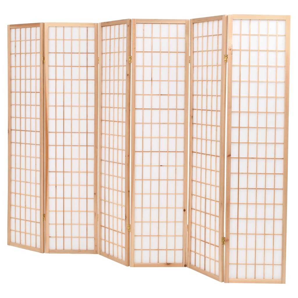 vidaXL Biombo plegable con 6 paneles estilo japonés 240x170 cm natural