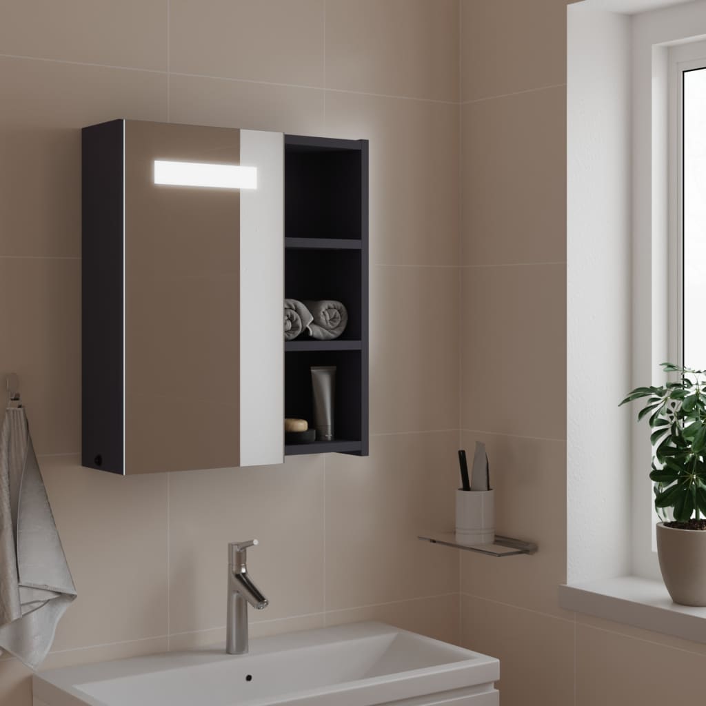 vidaXL Mueble de baño con espejo y luz LED gris 45x13x52 cm