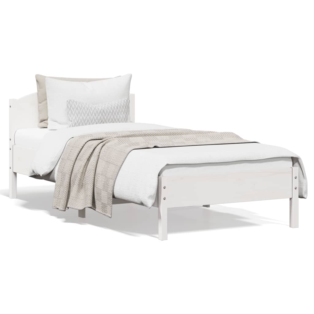 vidaXL Estructura de cama con cabecero madera de pino blanca 90x200 cm