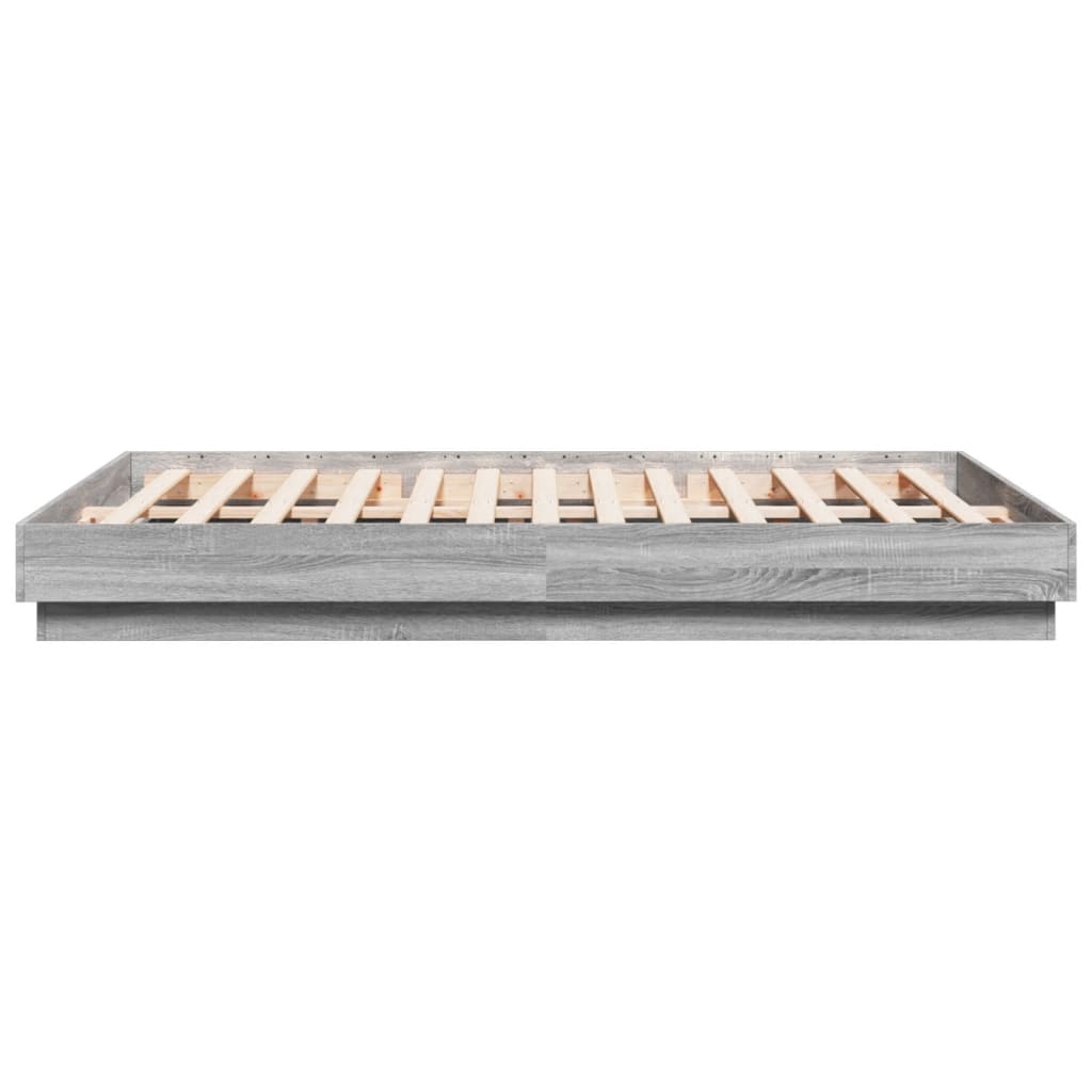 vidaXL Estructura de cama madera de ingeniería gris Sonoma 160x200 cm