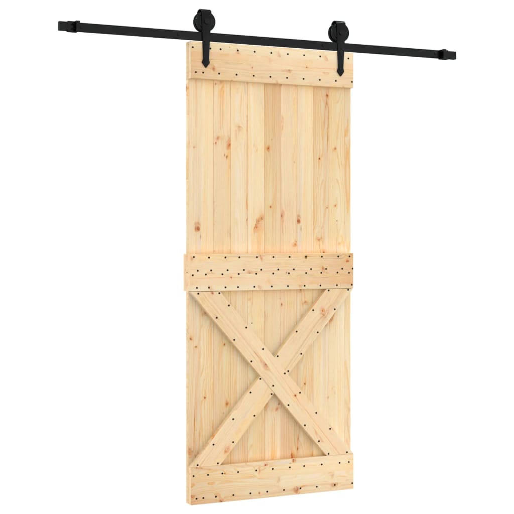 vidaXL Puerta corredera con herrajes madera maciza de pino 85x210 cm