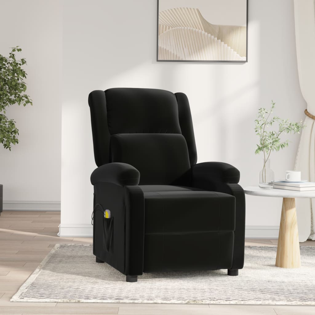 vidaXL Sillón reclinable con masaje eléctrico terciopelo negro
