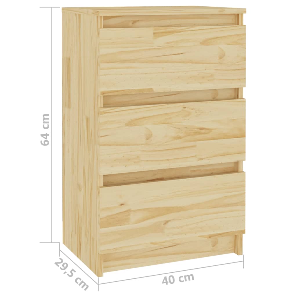 vidaXL Mesita de noche madera maciza de pino 40x29,5x64 cm