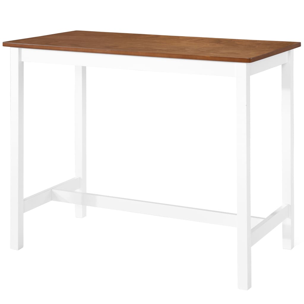 vidaXL Set mesa y sillas de bar 5 piezas madera maciza marrón y blanco