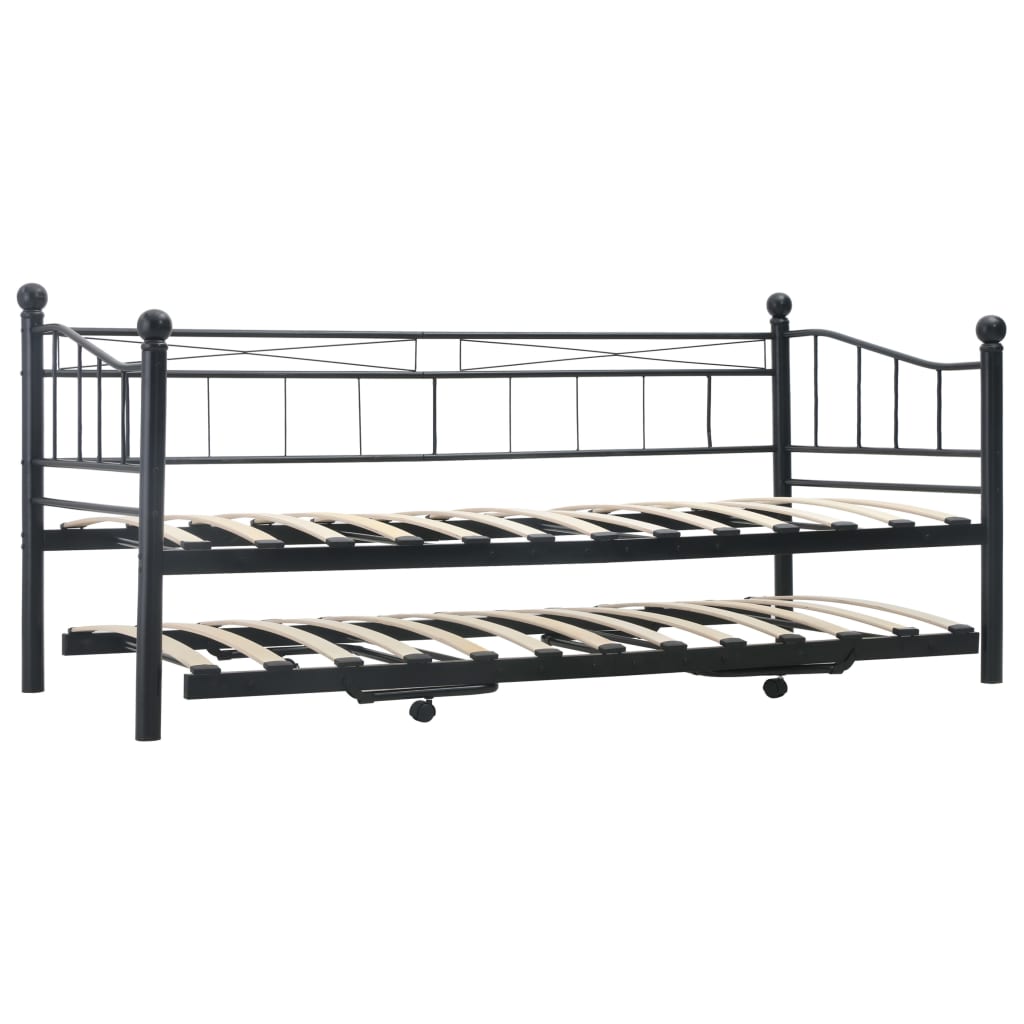 vidaXL Estructura de cama de acero negra 180x200/90x200 cm