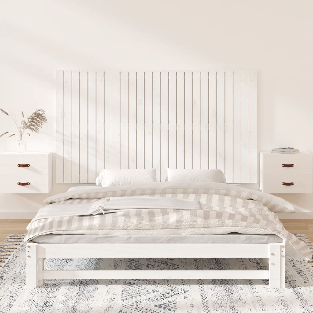 vidaXL Cabecero de cama pared madera maciza pino blanco 159,5x3x90 cm