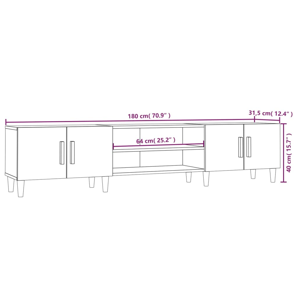 vidaXL Mueble para TV madera contrachapada blanco 180x31,5x40 cm