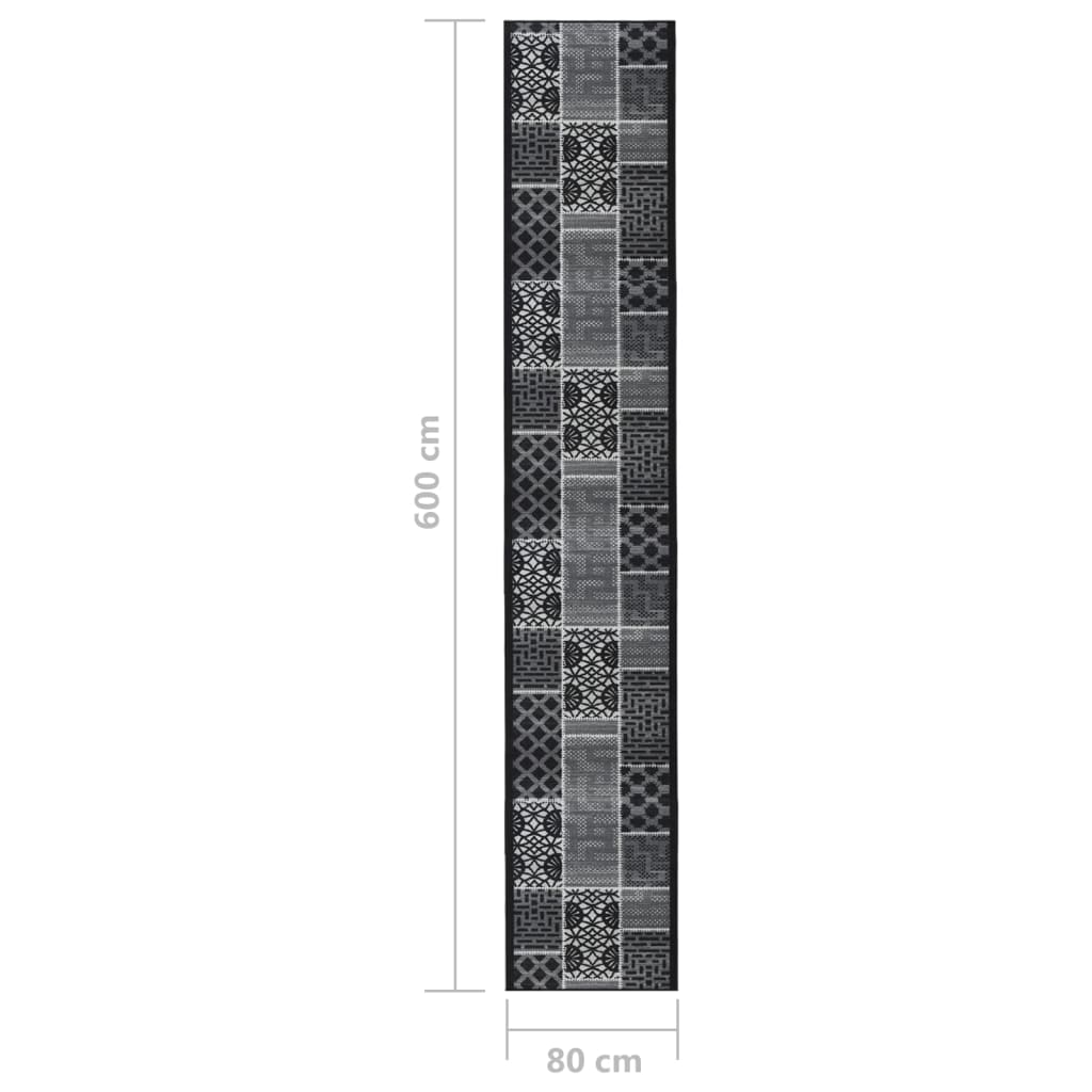 vidaXL Alfombra de pasillo negro 80x600 cm