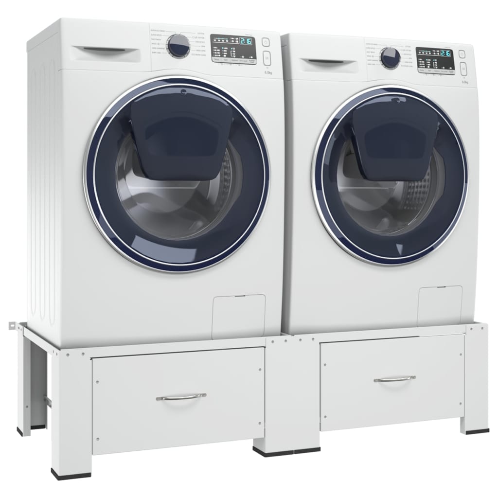 vidaXL Pedestal doble para lavadora y secadora con cajones blanco