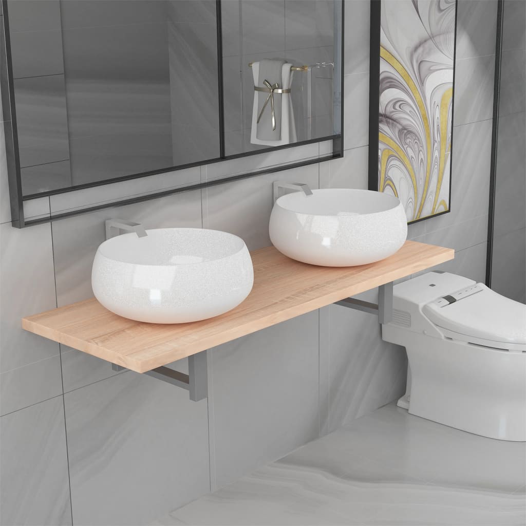 vidaXL Conjunto de muebles de baño de tres piezas cerámica roble