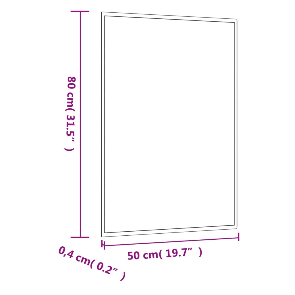 vidaXL Espejo de pared vidrio rectangular 50x80 cm
