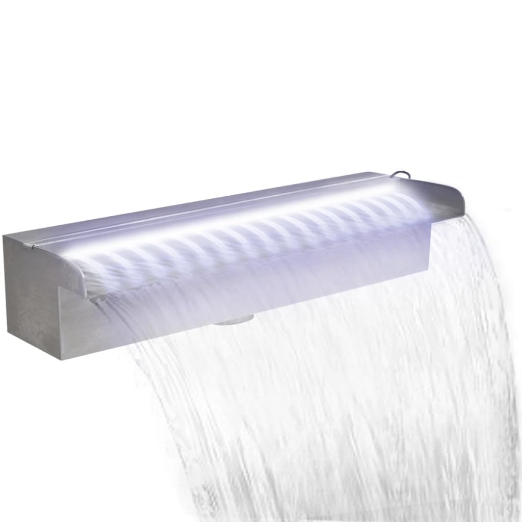 vidaXL Fuente cascada rectangular LED piscina acero inoxidable 45 cm