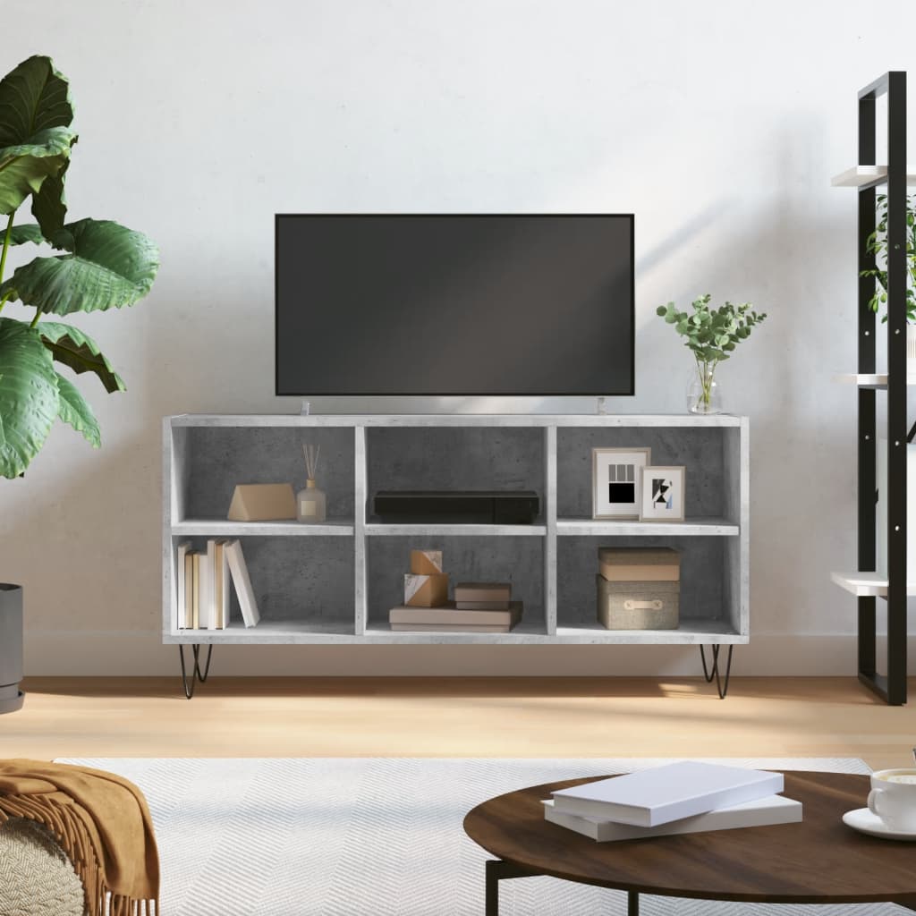 vidaXL Mueble de TV madera de ingeniería gris hormigón 103,5x30x50 cm