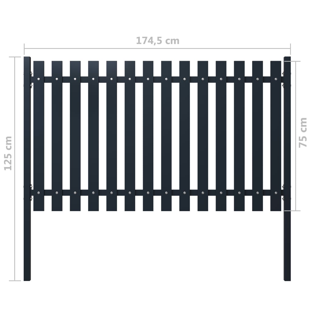 vidaXL Panel de valla acero recubrimiento polvo antracita 174,5x75 cm