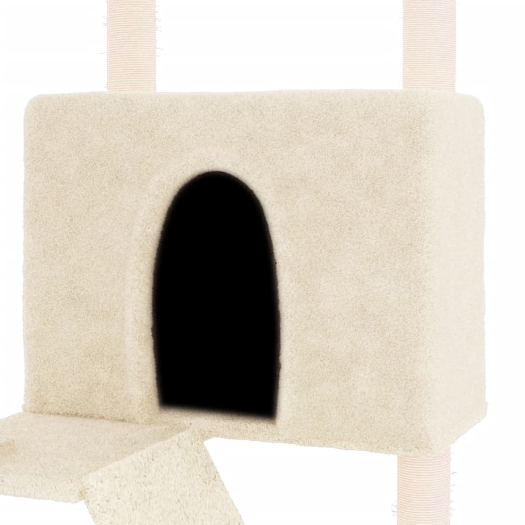 vidaXL Rascador para gatos con postes de sisal color crema 143 cm