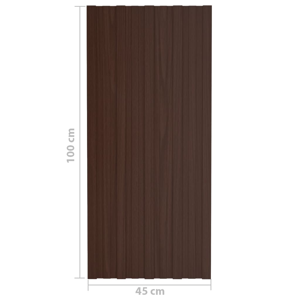 vidaXL Panel de tejado acero galvanizado marrón 12 unidades 100x45 cm