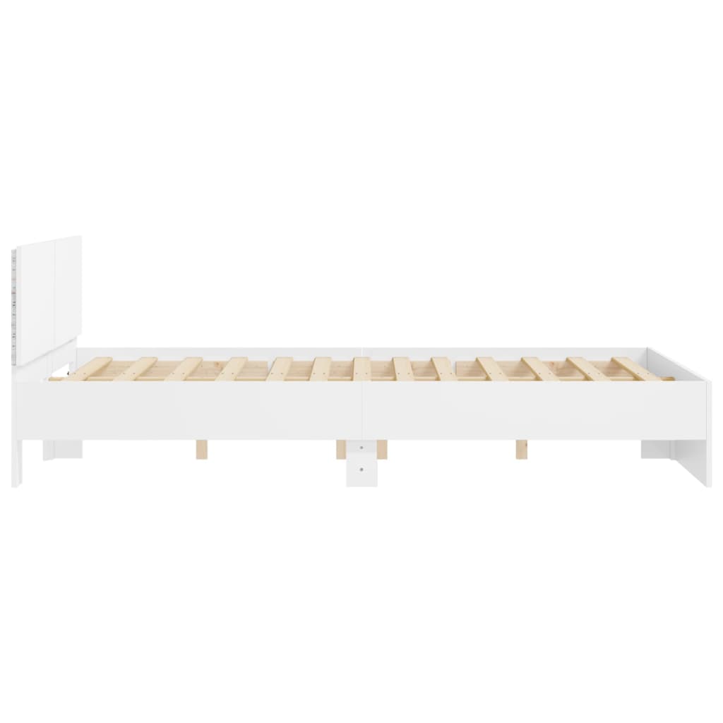 vidaXL Estructura de cama con cabecero y luces LED blanco 150x200 cm