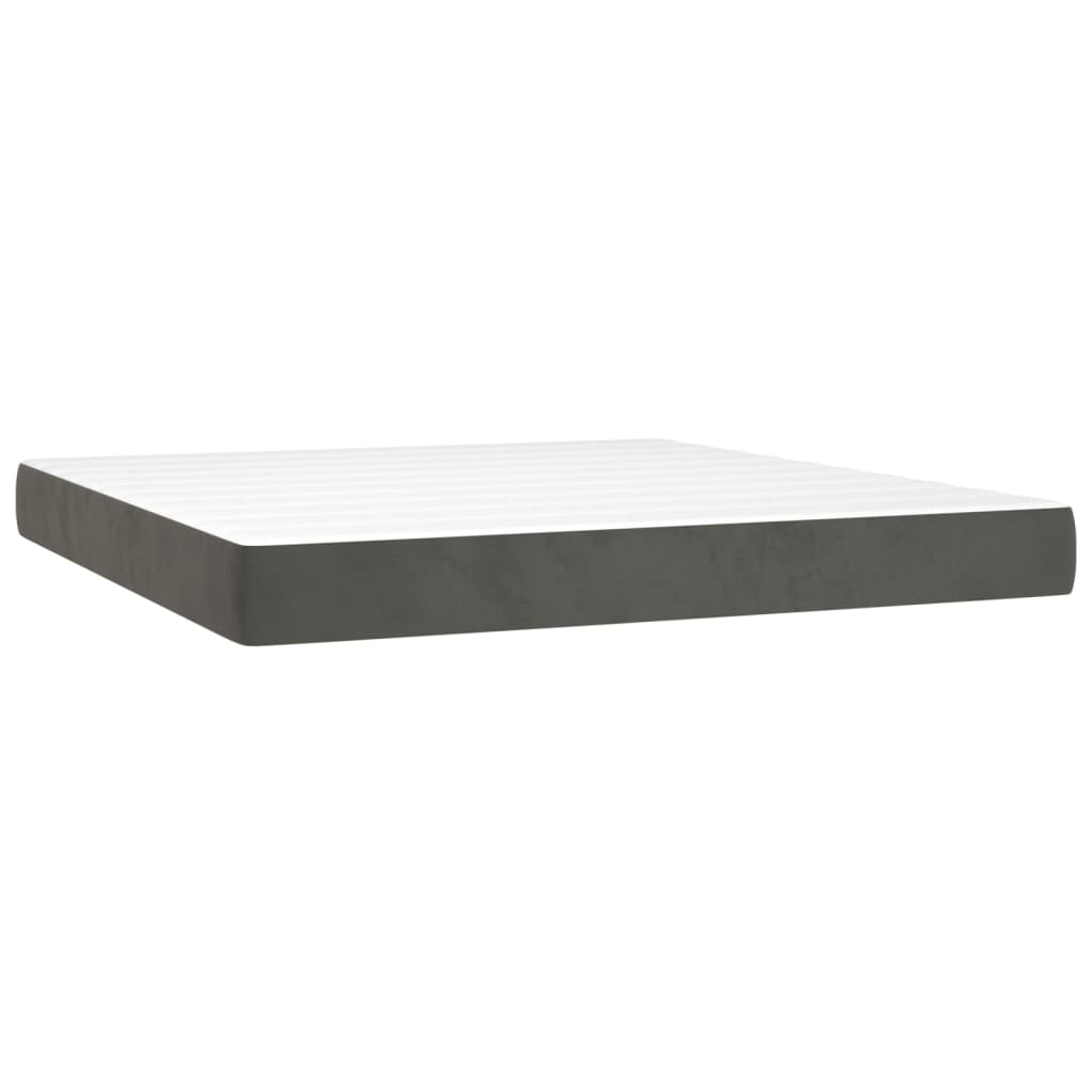 vidaXL Cama box spring con colchón terciopelo gris oscuro 180x200 cm