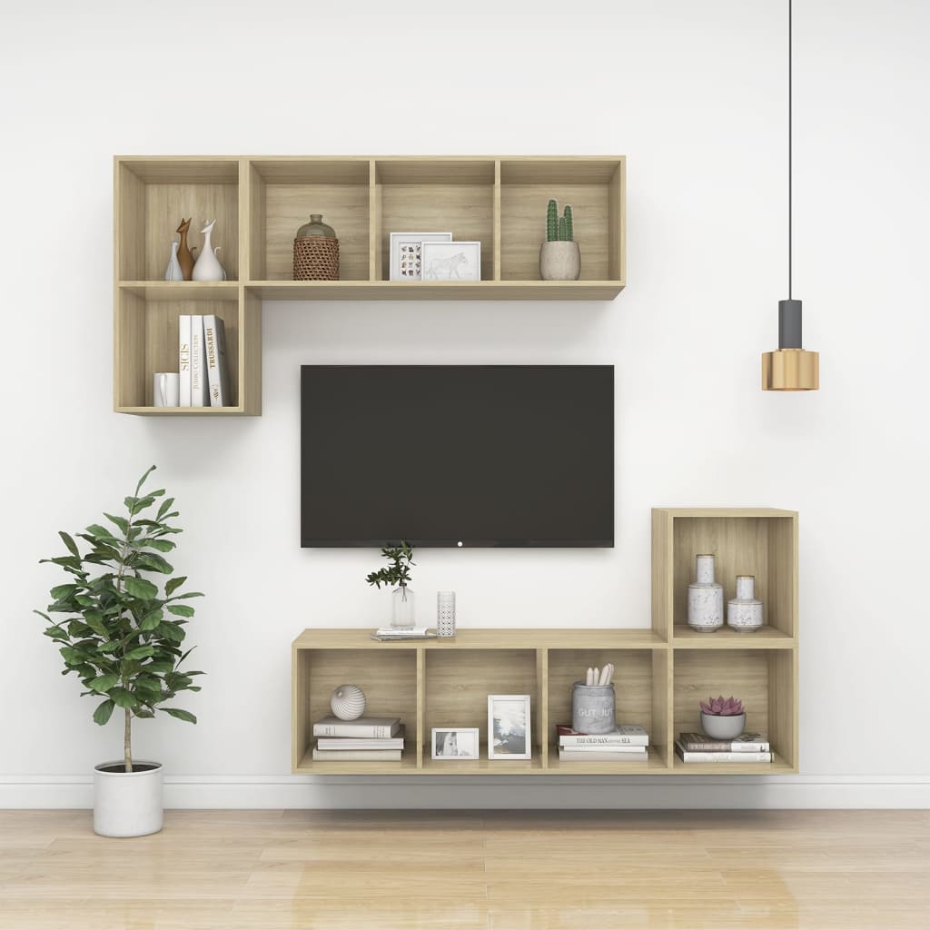 vidaXL Mueble de pared para TV aglomerado roble Sonoma 37x37x107 cm