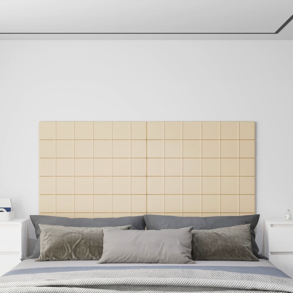 vidaXL Paneles de pared 12 uds tela color crema 90x15 cm 1,62 m²