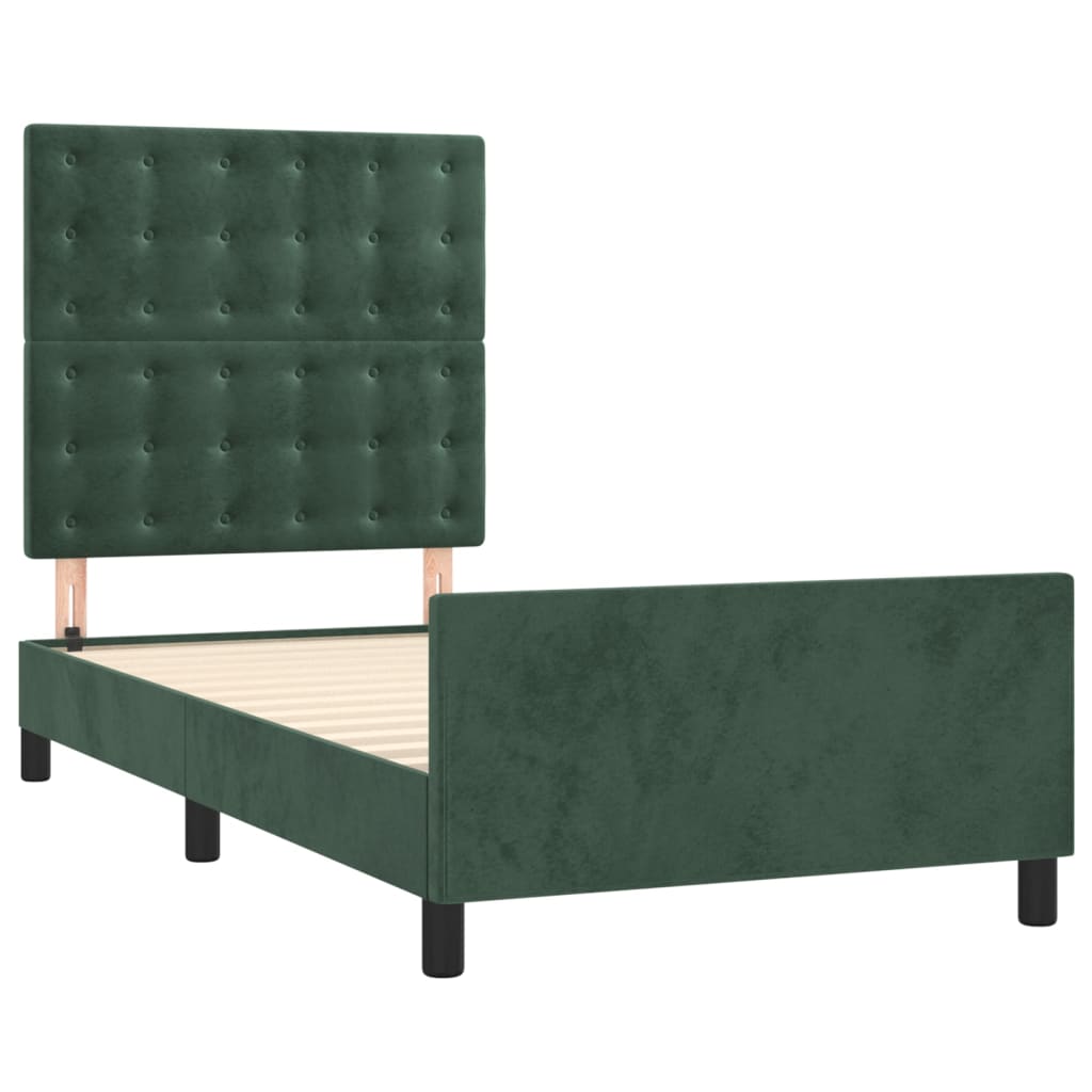 vidaXL Estructura cama con cabecero terciopelo verde oscuro 80x200 cm