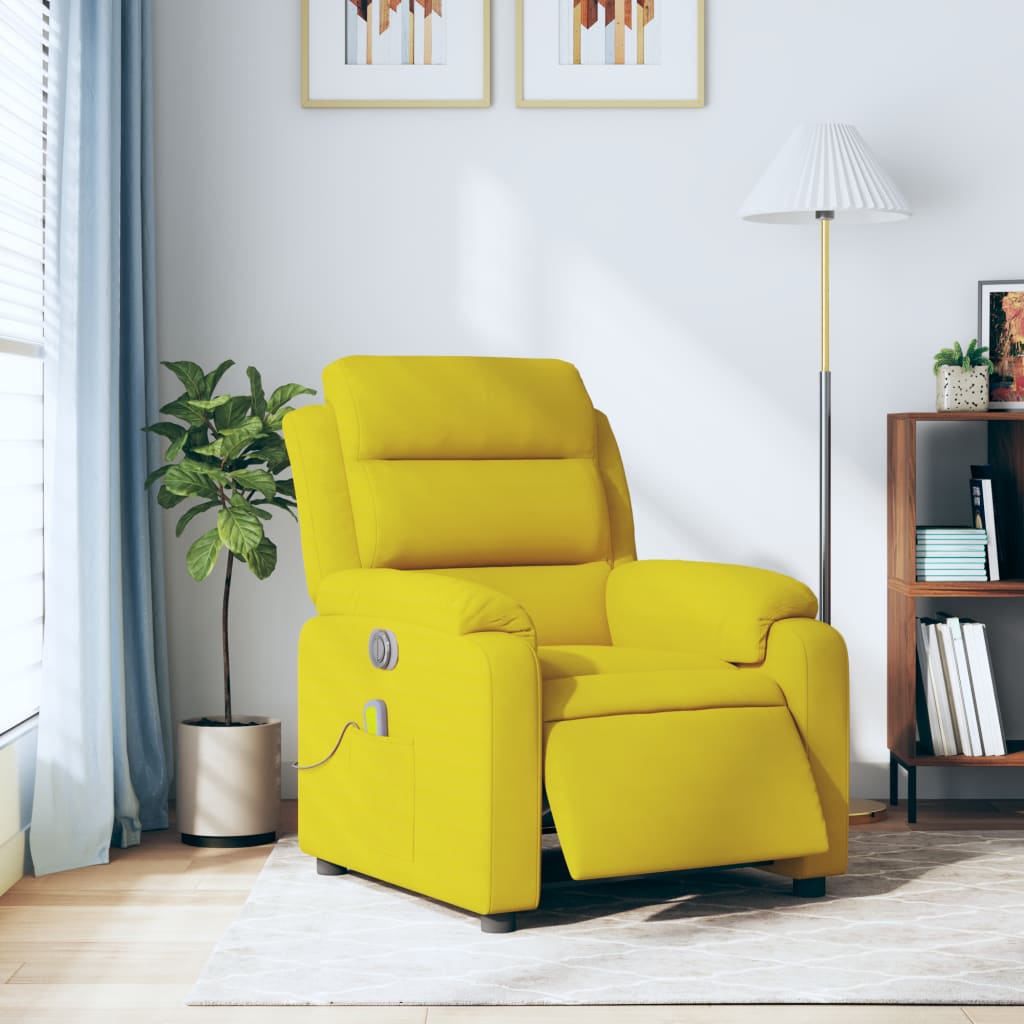 vidaXL Sillón reclinable de masaje eléctrico terciopelo amarillo