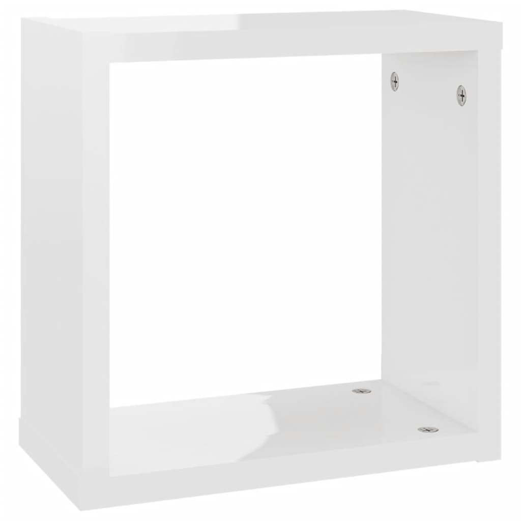vidaXL Estantes cubo de pared 6 unidades blanco brillo 30x15x30 cm