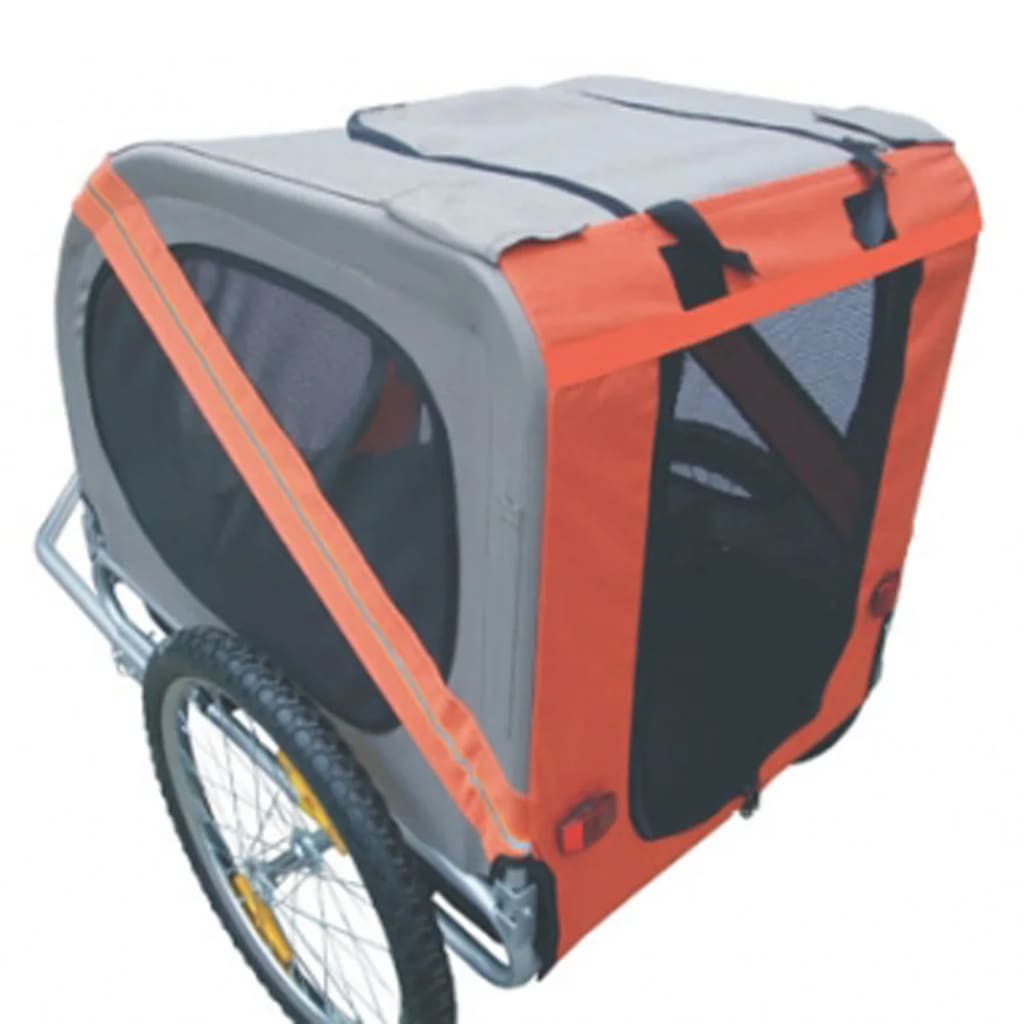 vidaXL Remolque de bicicleta para perros naranja