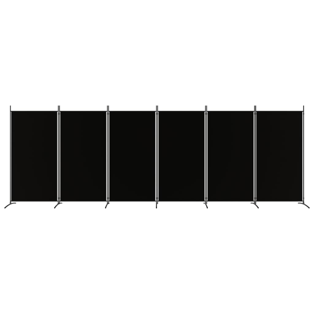 vidaXL Biombo divisor de 6 paneles de tela negro 520x180 cm
