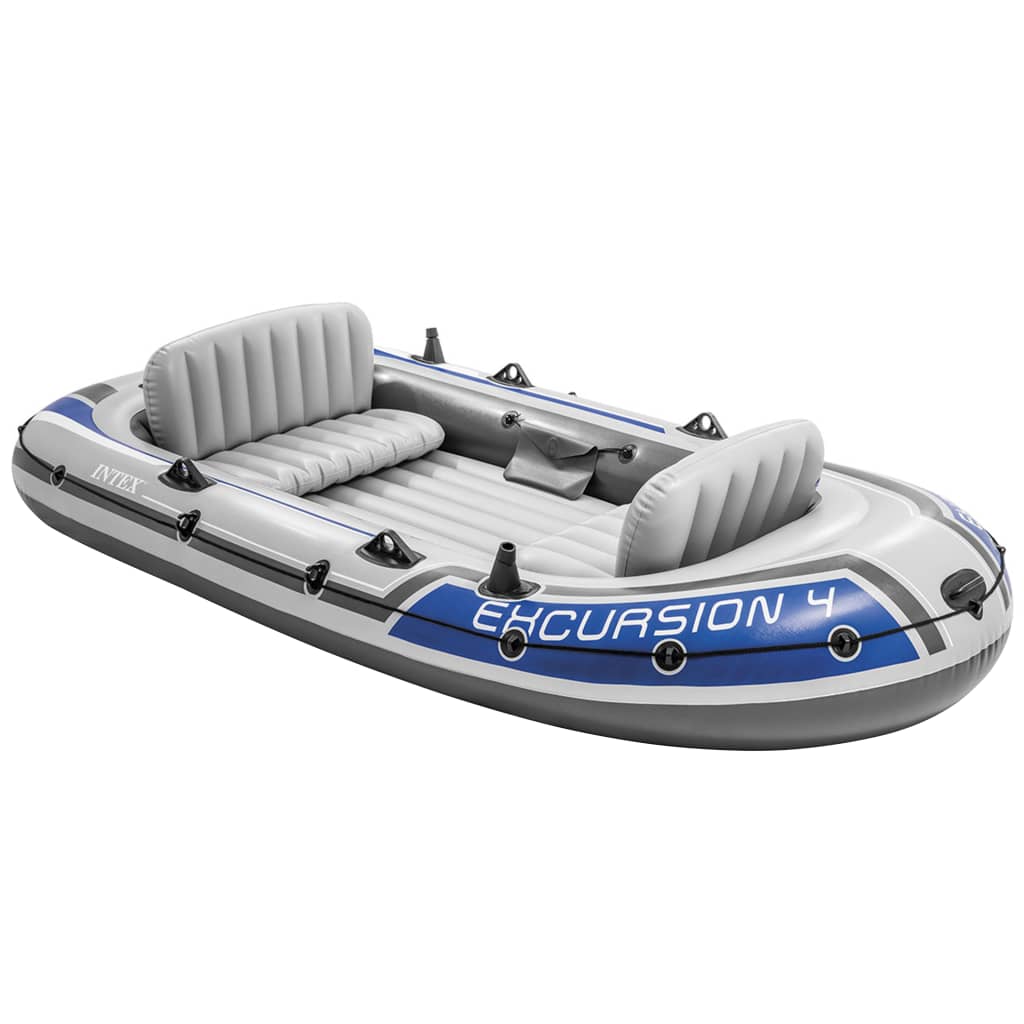 Intex Set de bote inflable Excursion 4 motor de arrastre y soporte