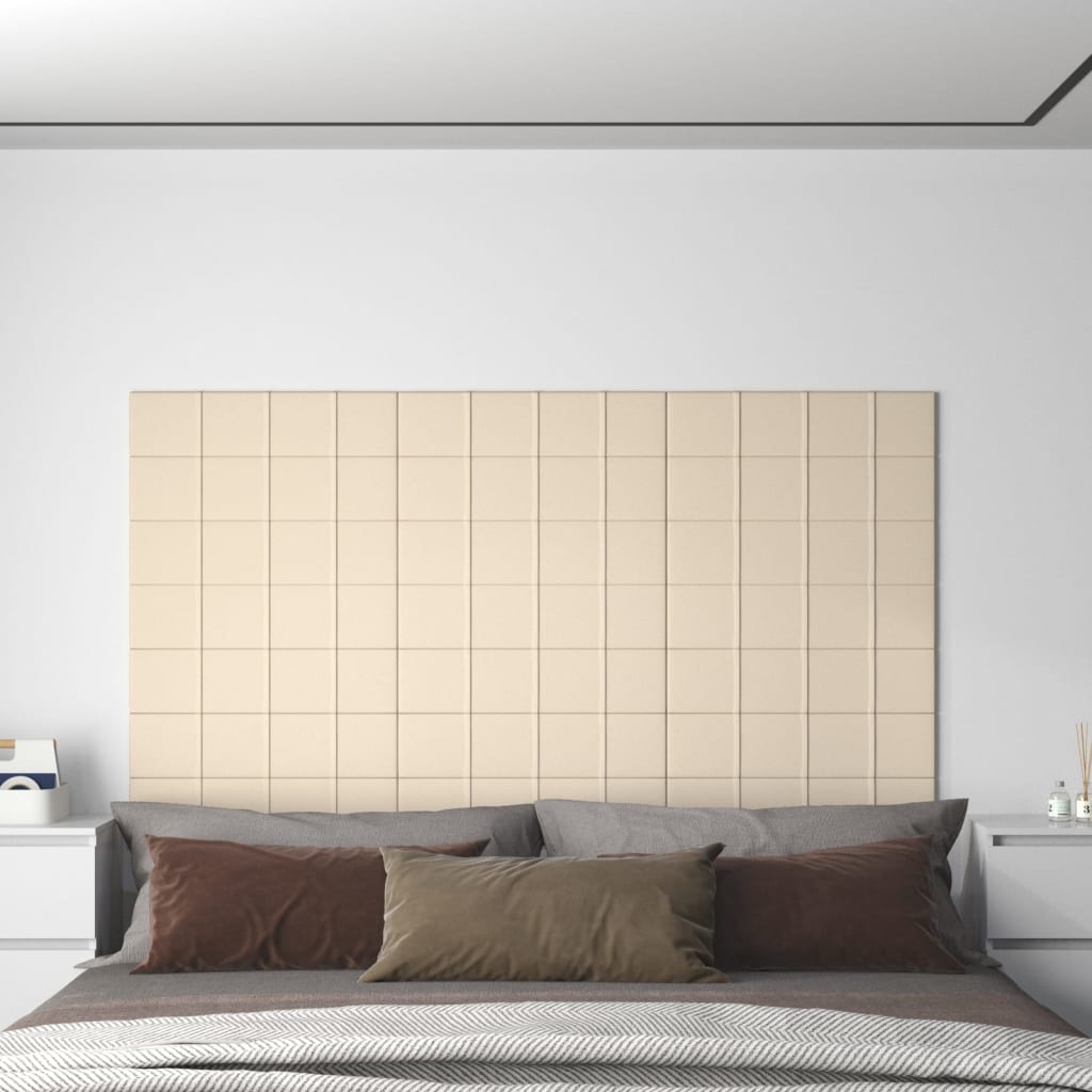 vidaXL Paneles de pared 12 uds terciopelo color crema 60x15 cm 1,08 m²