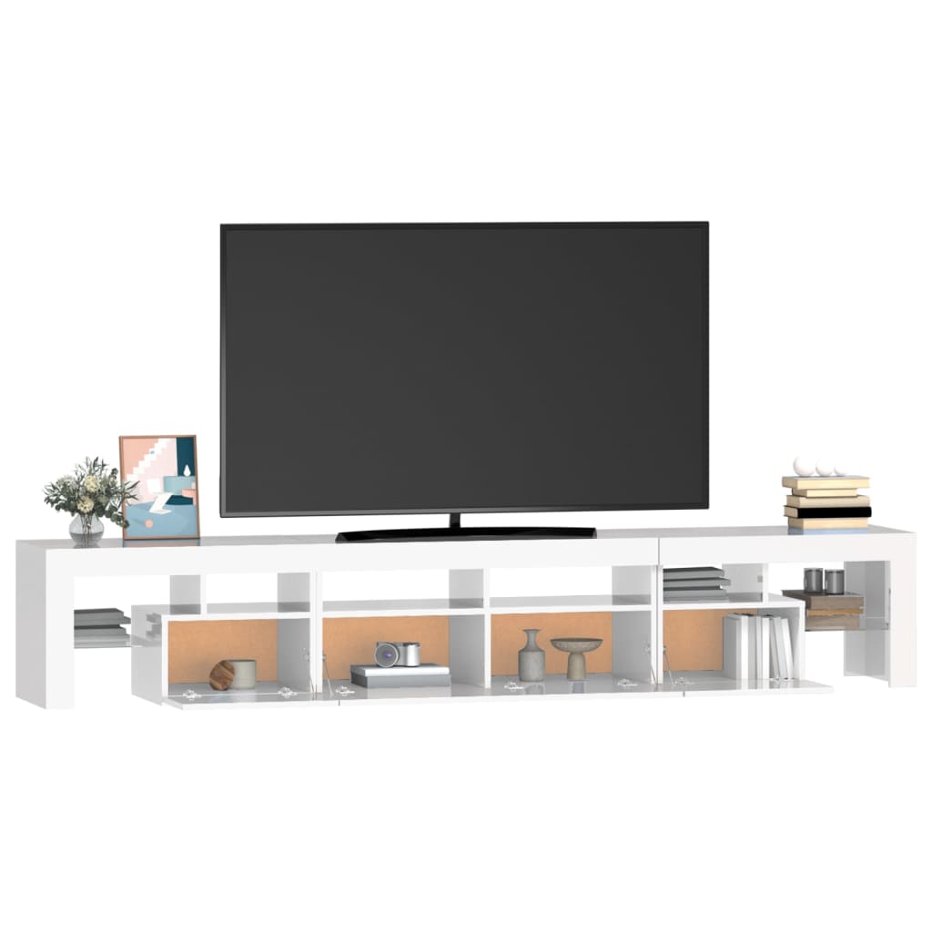 vidaXL Mueble de TV con luces LED blanco brillante 230x36,5x40 cm