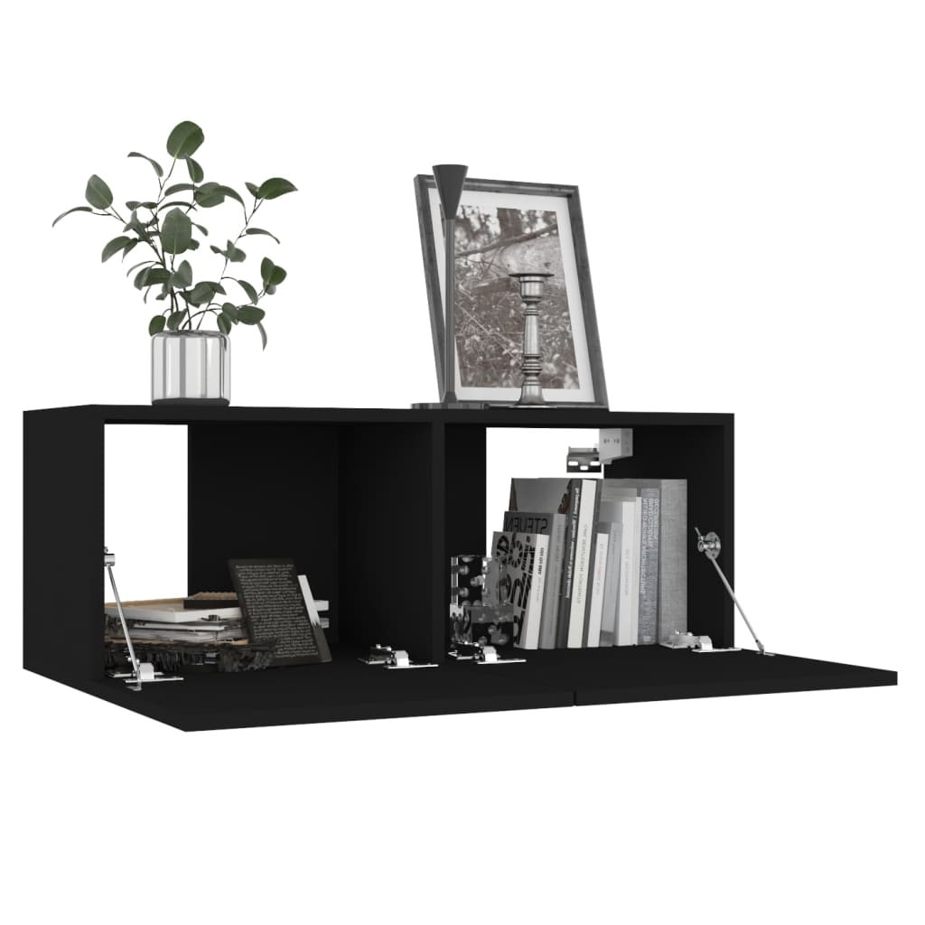 vidaXL Set de muebles de salón TV 6 piezas madera ingeniería negro
