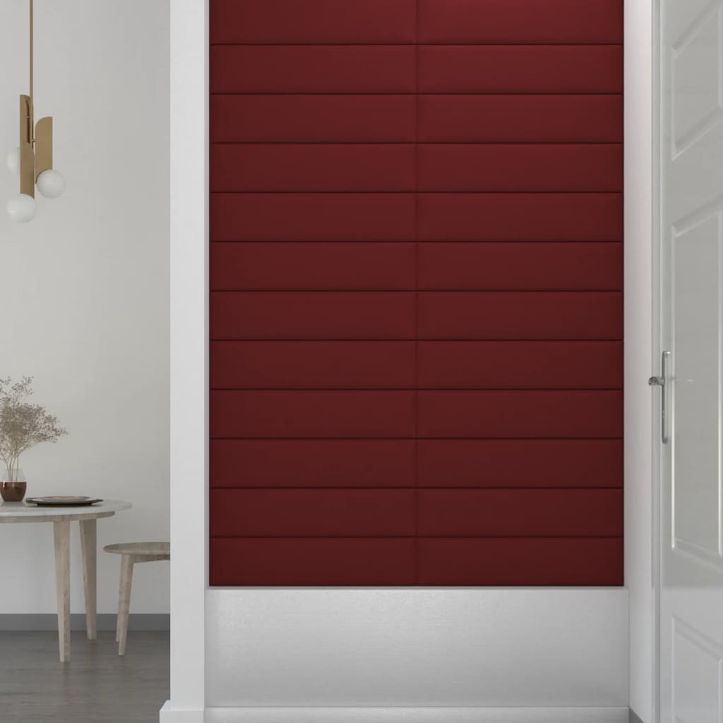 vidaXL Paneles de pared 12 uds tela rojo tinto 60x15 cm 1,08 m²