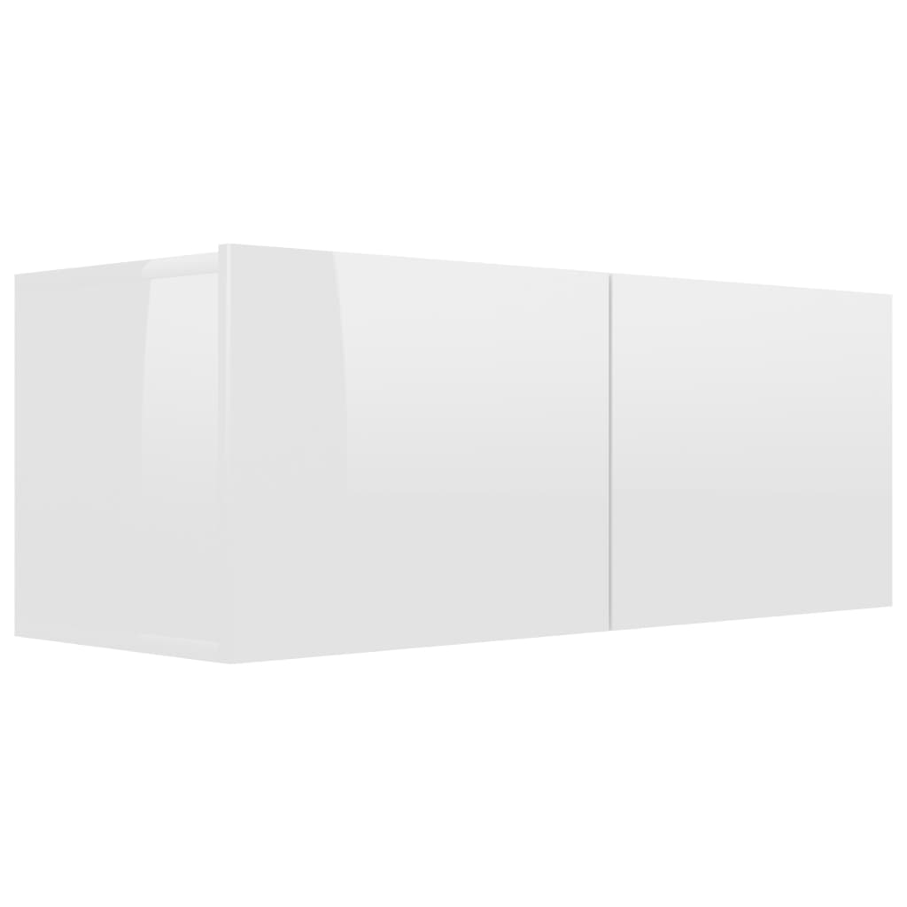 vidaXL Mueble TV madera contrachapada blanco brillante 80x30x30 cm