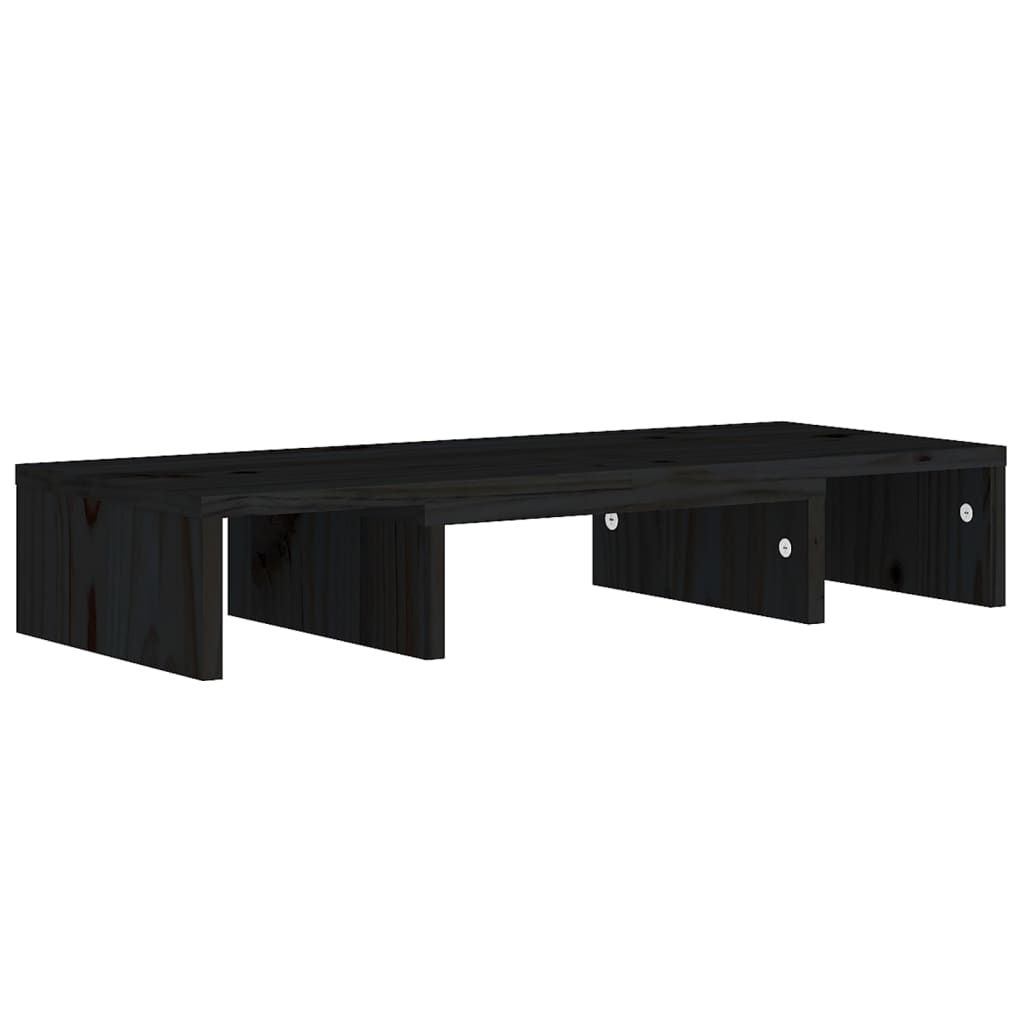 vidaXL Soporte de monitor madera maciza de pino negro 60x24x10,5 cm