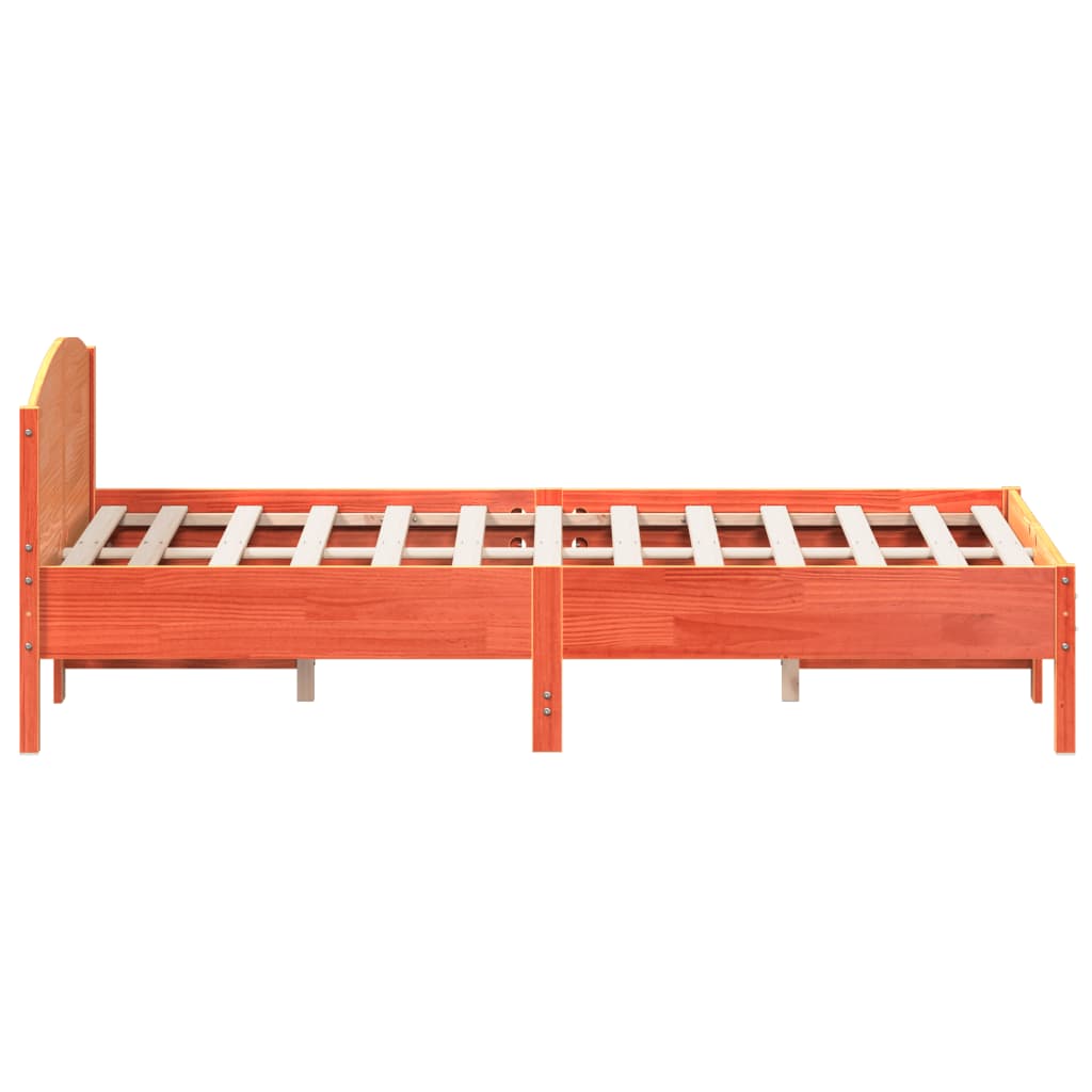 vidaXL Estructura cama con cabecero madera pino marrón cera 150x200 cm