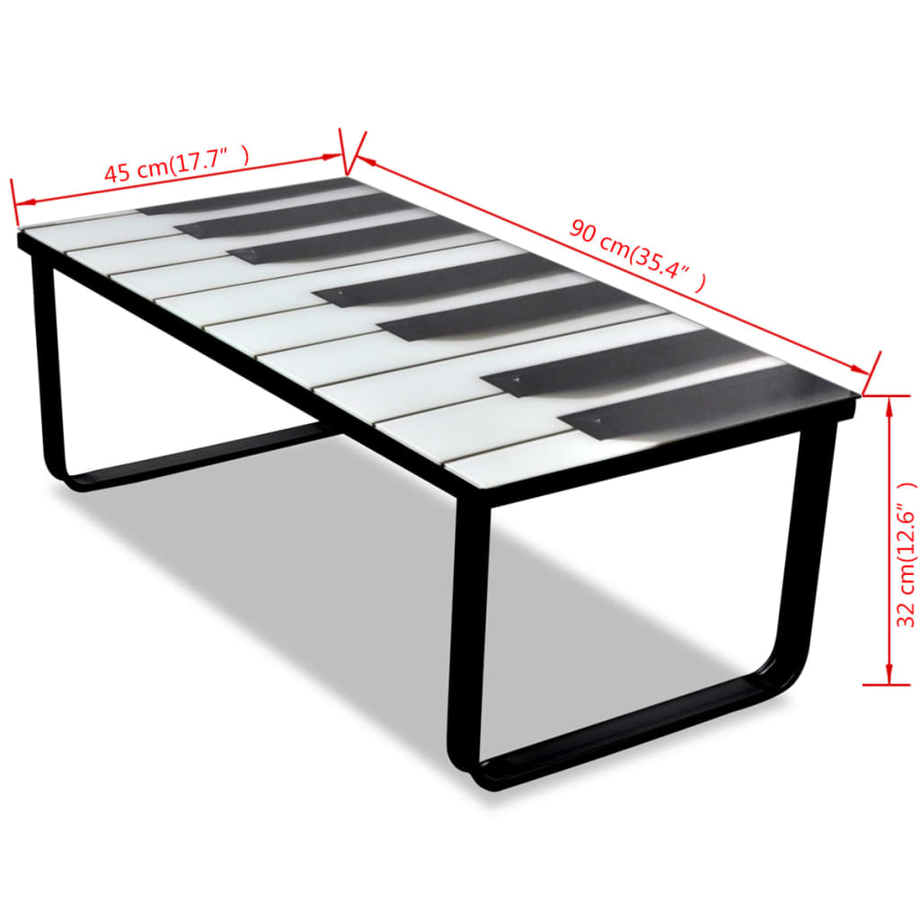 vidaXL Mesa de centro con superficie con dibujo de piano