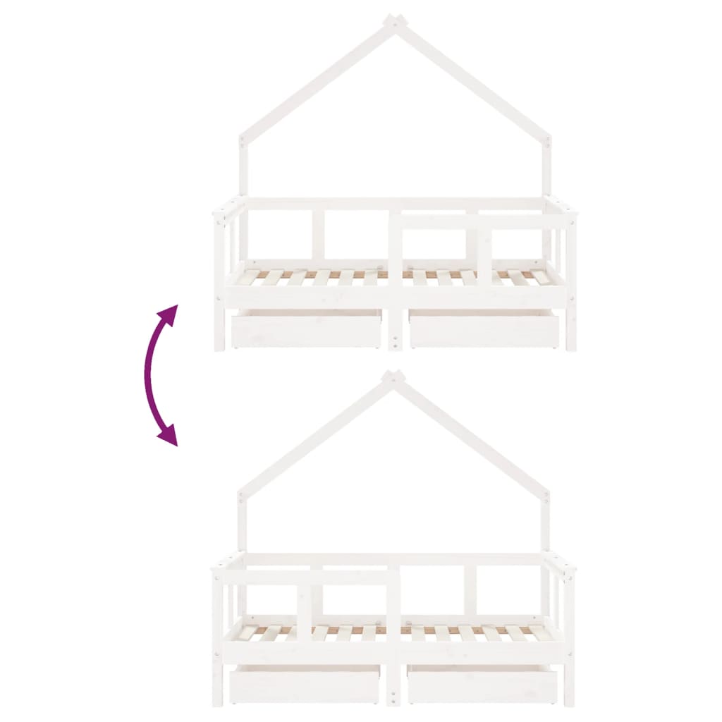 vidaXL Estructura cama niños con cajones madera pino blanco 70x140 cm