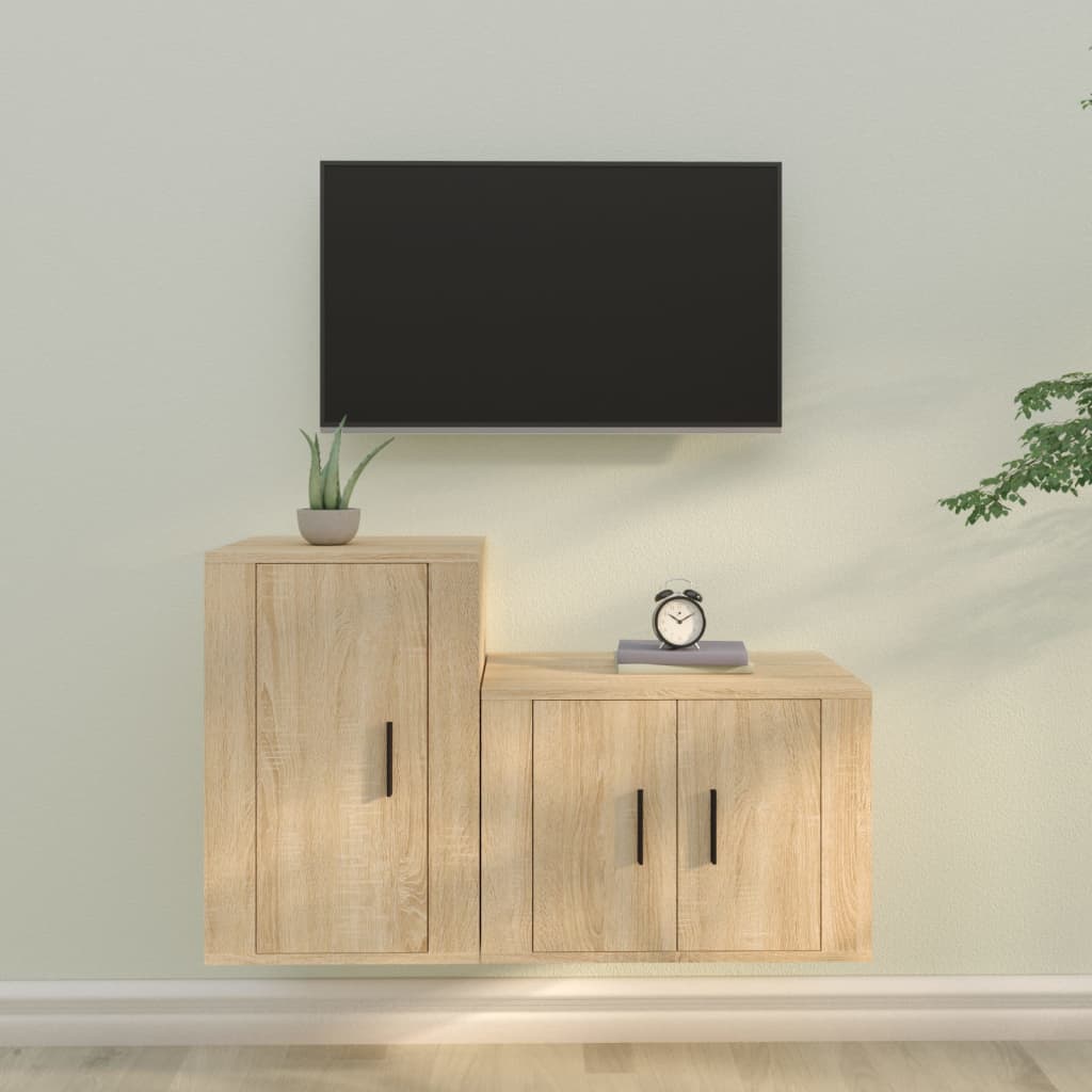 vidaXL Set de muebles para TV 2 pzas madera contrachapada roble sonoma