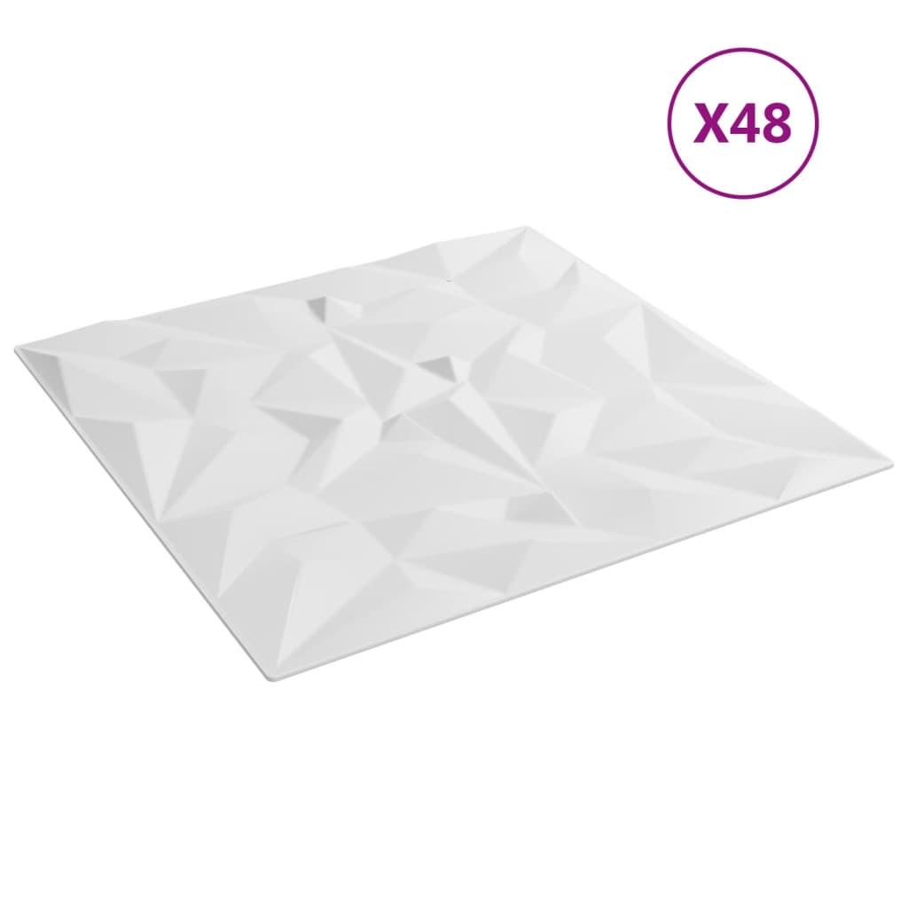 vidaXL Paneles de pared 48 uds XPS amatista blanco 50x50 cm 12 m²