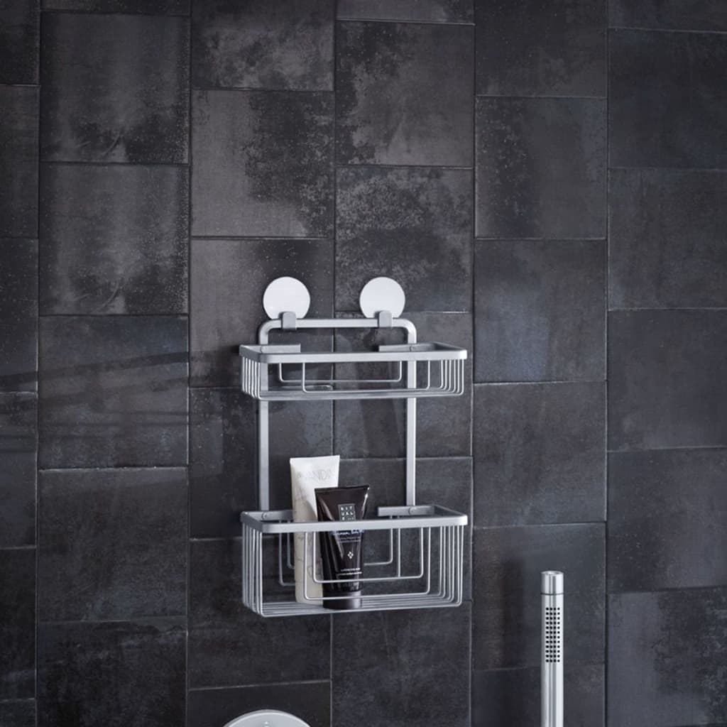 Kleine Wolke Estantería de ducha doble Rocco rectangular aluminio