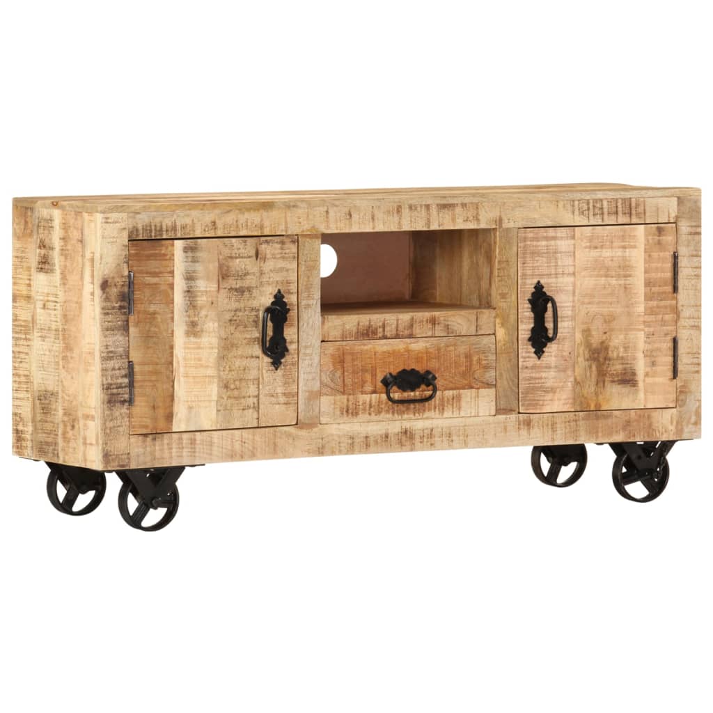 vidaXL Mueble para la TV de madera de mango rugosa 110x30x50 cm