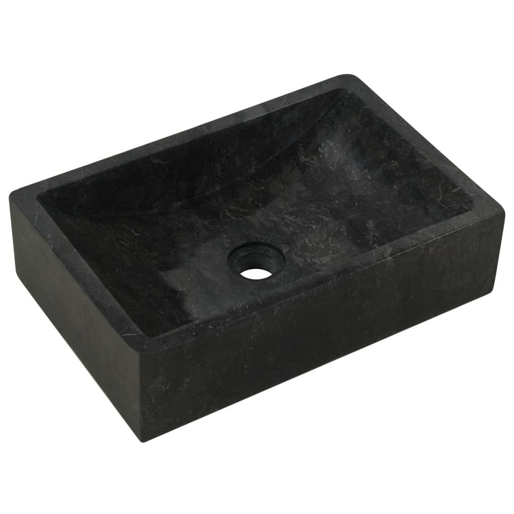 vidaXL Lavabo de mármol negro con brillo 45x30x12 cm