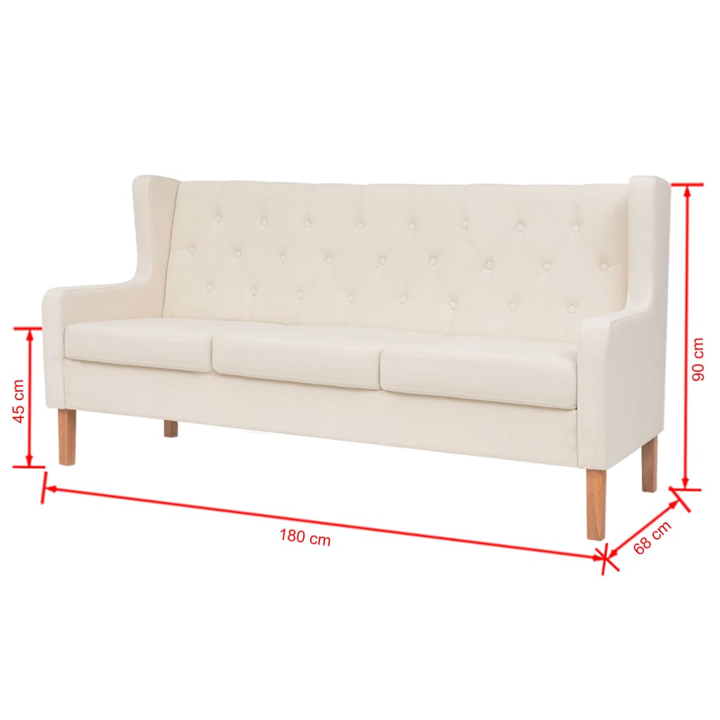 vidaXL Set de sofás de 2 piezas de tela color blanco crema