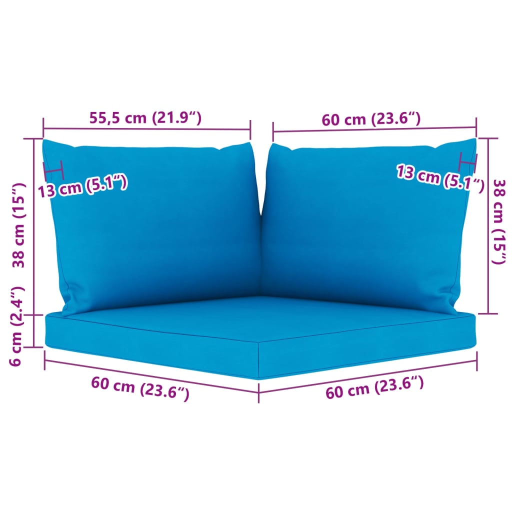 vidaXL Set de muebles de jardín 6 pzs madera impregnada cojines azul