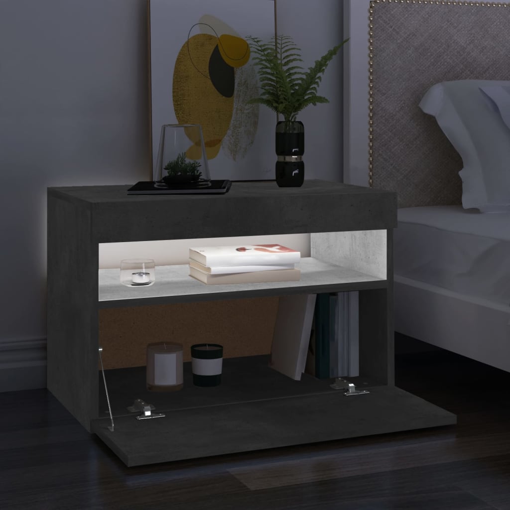 vidaXL Mueble de TV con luces LED gris hormigón 60x35x40 cm