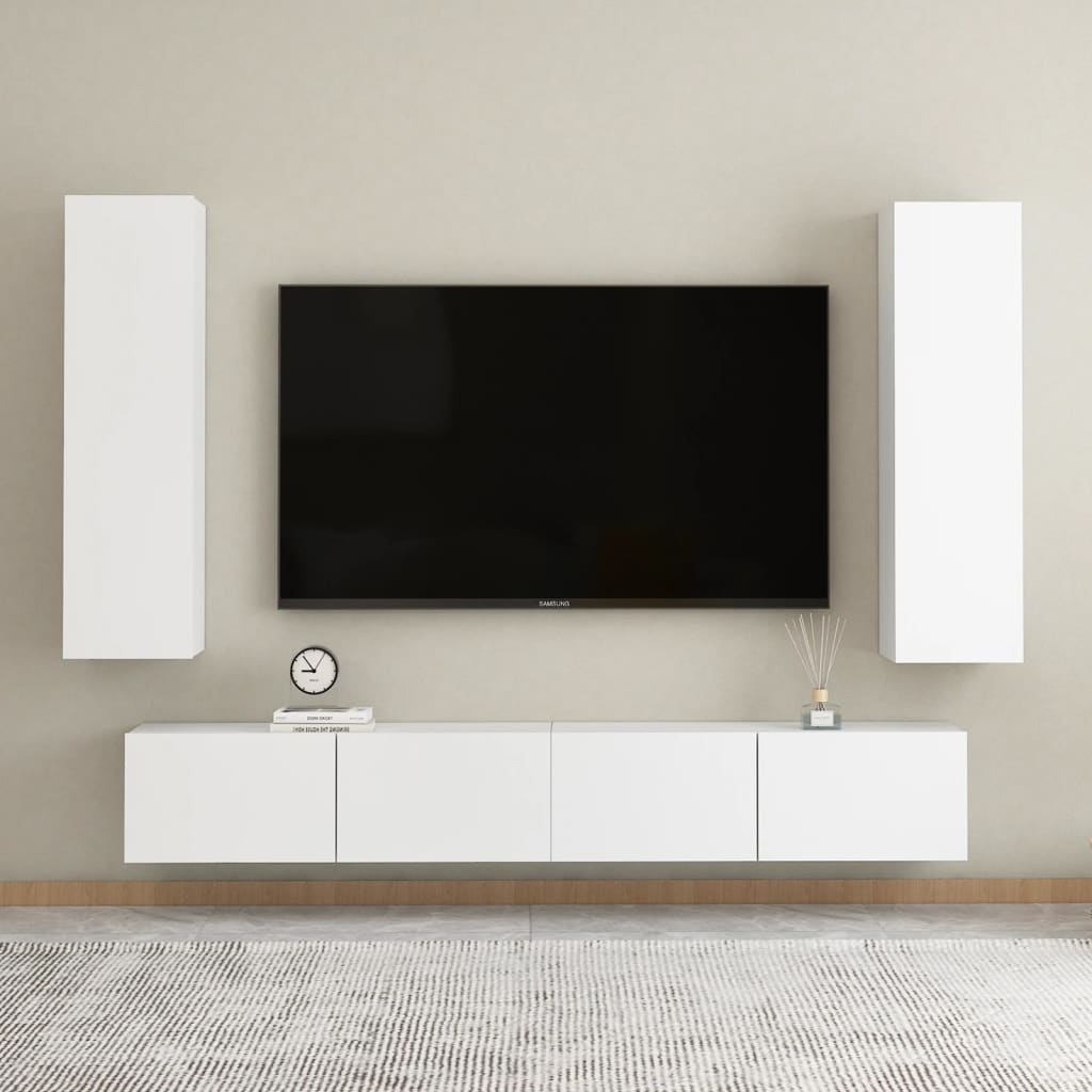 vidaXL Set de muebles de TV 4 piezas madera de ingeniería blanco