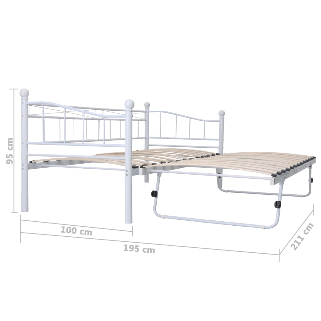 vidaXL Estructura de cama de acero blanco 180x200/90x200 cm