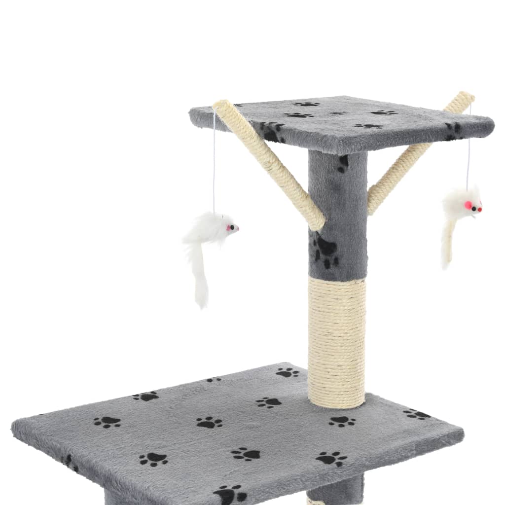 vidaXL Rascador para gatos con poste de sisal 138 cm huellas gris
